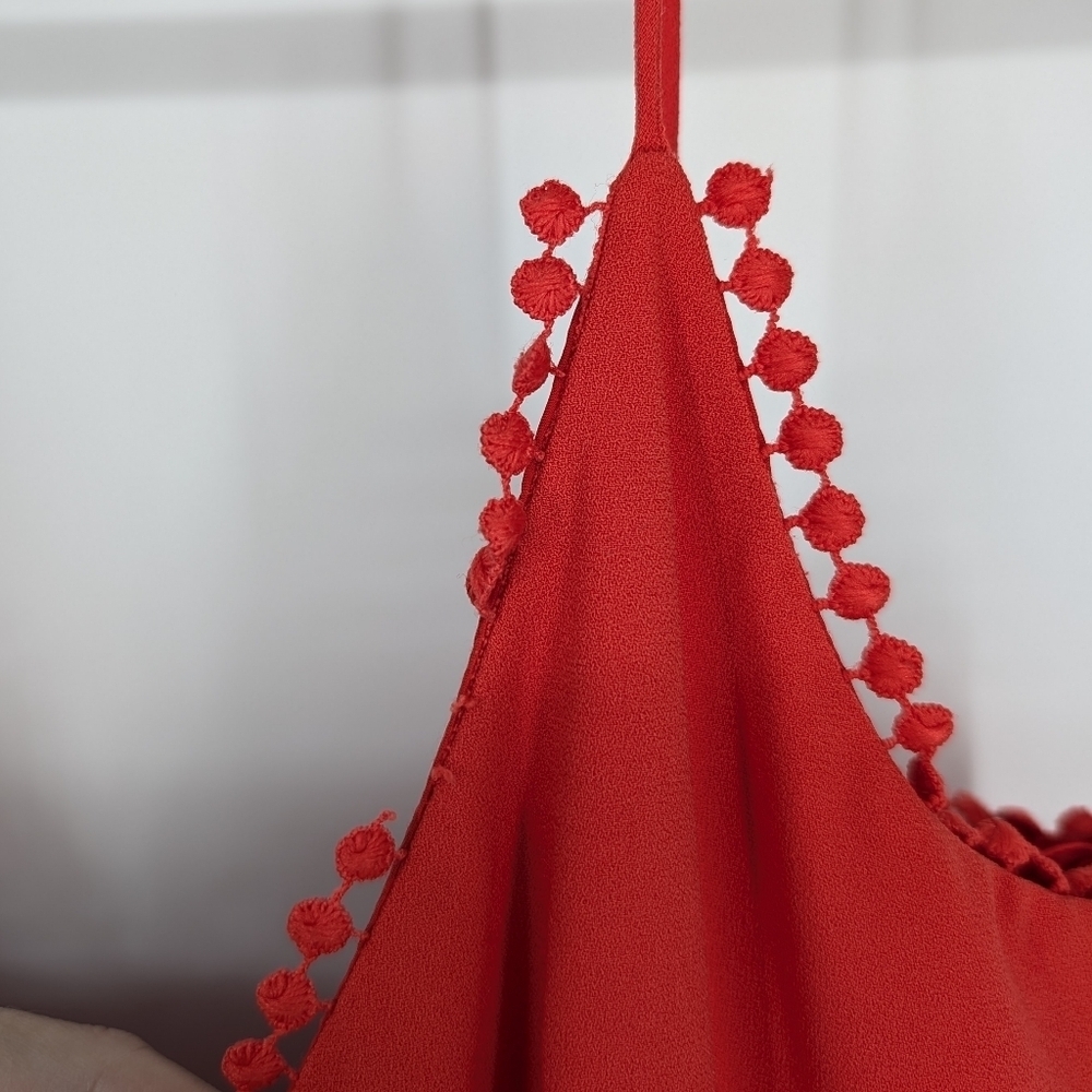 NICHOLAS BHLDN Amina Midi Dress Flounce Poppy Red 4 - Picture 12 of 12